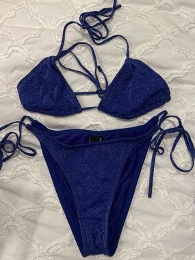 Triangl Navy Blue String Bikini Set